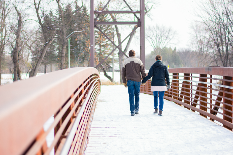 Lindenwood Park Bridge Fargo North Dakota -- Fargo Engagement Pictures -- Winter Engagement