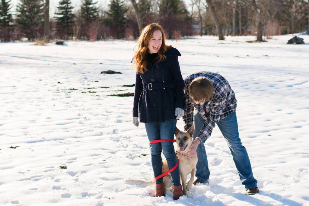 engagement photography with dog Fargo ND