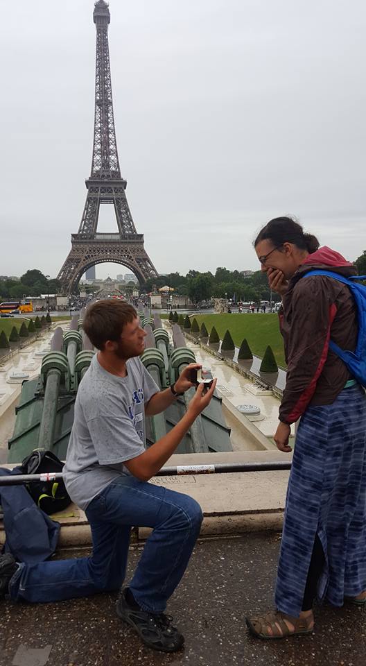 Tyler Proposing to Ann in front of the Eiffel Tower